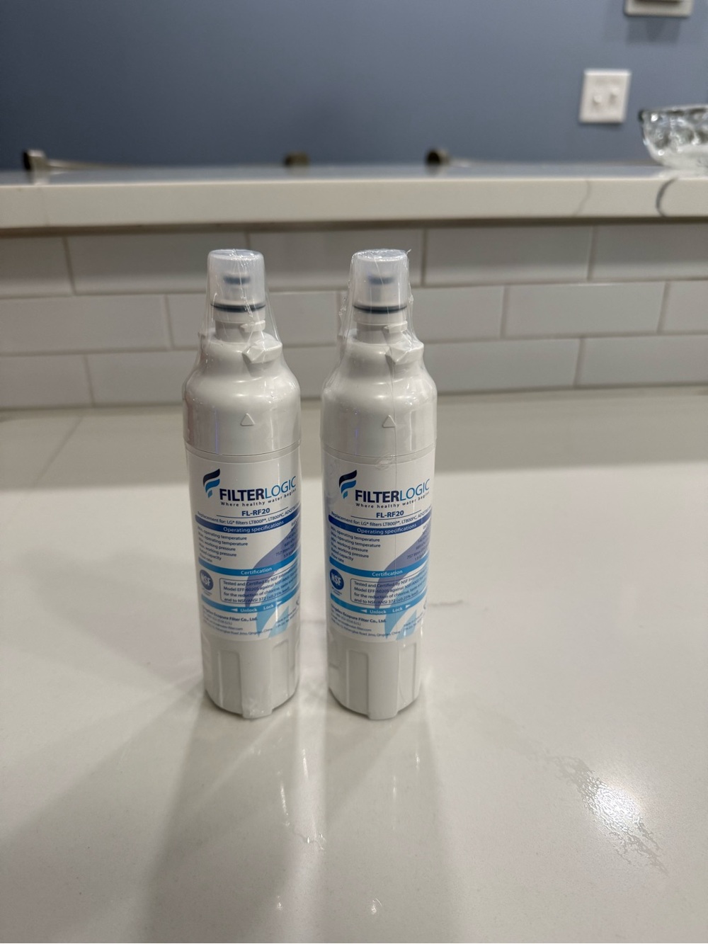 New and sealed 2 Pack Filter- Logic FL-RF20 Water Filters for LG Refrigerators